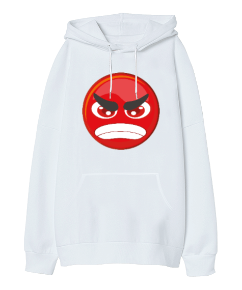 Tisho - Kızgın Emoji Oversize Unisex Kapüşonlu Sweatshirt