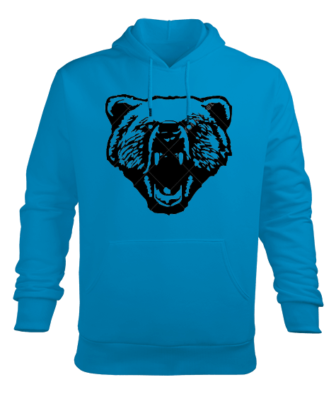 Tisho - Kızgın Vahşi Ayı Bear Erkek Kapüşonlu Hoodie Sweatshirt