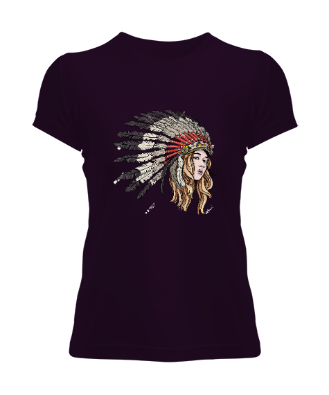 Tisho - Kızılderili Koyu Mor Kadın Tişört