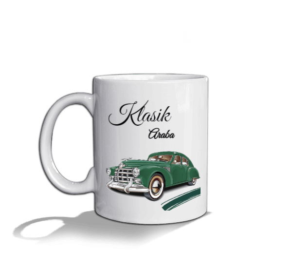 Tisho - Klasik Araba Beyaz Kupa Bardak
