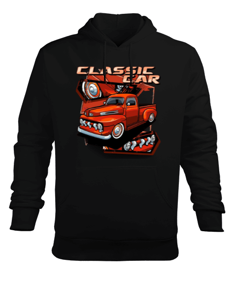 Tisho - Klasik kamyonet baskılı Erkek Kapüşonlu Hoodie Sweatshirt
