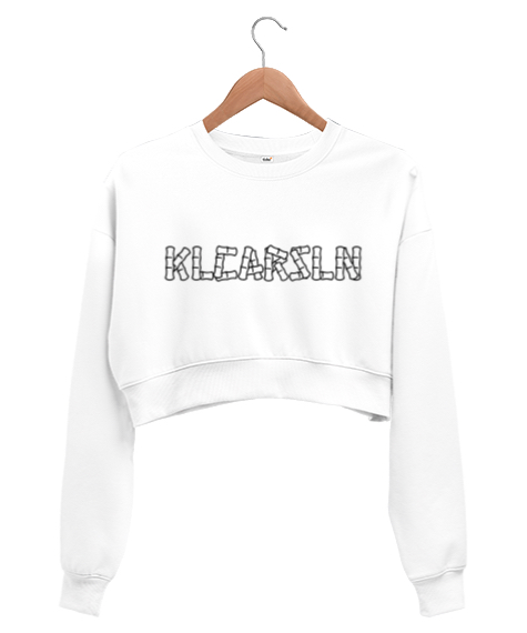 Tisho - Klcarsln Beyaz Kadın Crop Sweatshirt