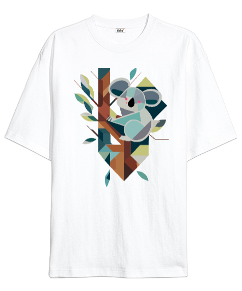 Tisho - Koala Beyaz Oversize Unisex Tişört