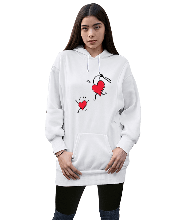 Tisho - Kombin tasarım Kadın uzun sweatshirt Kadın Uzun Hoodie Kapüşonlu Sweatshirt