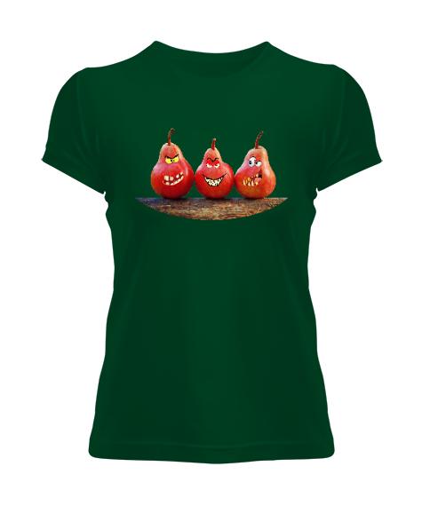 Tisho - Komik Armutlar Çimen Yeşili Kadın Tişört