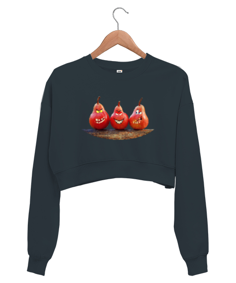 Tisho - Komik Armutlar Füme Kadın Crop Sweatshirt