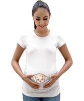 Komik Bebek V2 Beyaz Kadın Hamile Tişört - Tisho