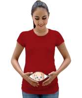 Komik Bebek V2 Kırmızı Kadın Hamile Tişört - Tisho