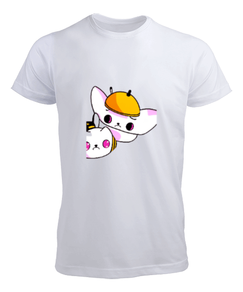 Tisho - Komik çift şaşkın bakışlı uzaylı tatlı kediler Beyaz Erkek Tişört