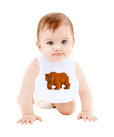 Tisho - Komik güçlü ayı Bebek Mama Önlüğü