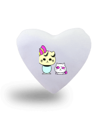 Tisho - Komik kedi çifti Beyaz Kalp Yastık