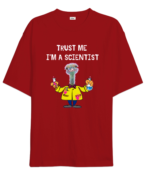Tisho - Komik Laboratuvar Deneyi Kırmızı Oversize Unisex Tişört