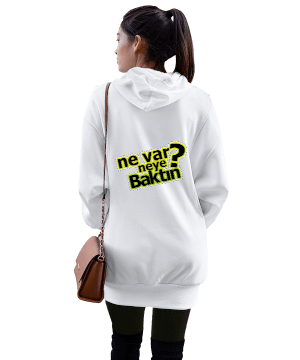 komik mizah tasarımı Kadın Uzun Hoodie Kapüşonlu Sweatshirt - Thumbnail