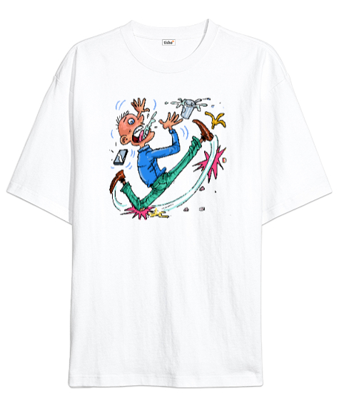 Tisho - Komik Sakar Adam Beyaz Oversize Unisex Tişört