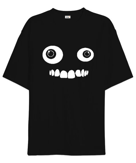 Tisho - Komik Surat Siyah Oversize Unisex Tişört