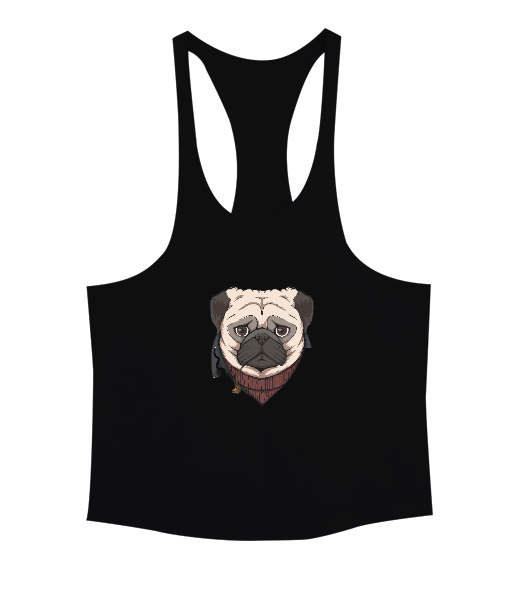 Tisho - Komik Üzgün Kederli Köpek Siyah Erkek Tank Top Atlet