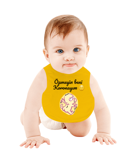 Tisho - Komik yazılı bebek resimli Bebek Mama Önlüğü