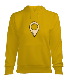 Tisho - konum baskılı sarı sweatshirt Kadın Kapşonlu Hoodie Sweatshirt
