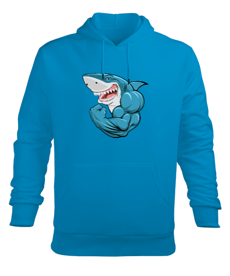 Tisho - Köpek Balığı Baskılı Erkek Kapüşonlu Hoodie Sweatshirt