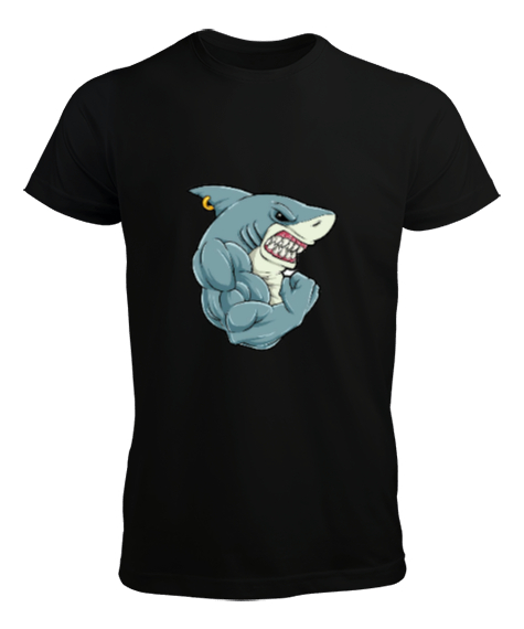 Tisho - Köpek balığı Siyah Erkek Tişört