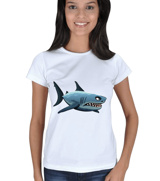 Tisho - Köpek Balıklı Tasarım Kadın Tişört