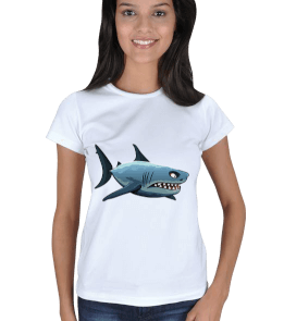 Tisho - Köpek Balıklı Tasarım Kadın Tişört