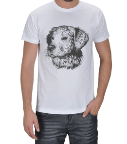 Köpek Baskılı Tasarım Erkek Tişört - Thumbnail