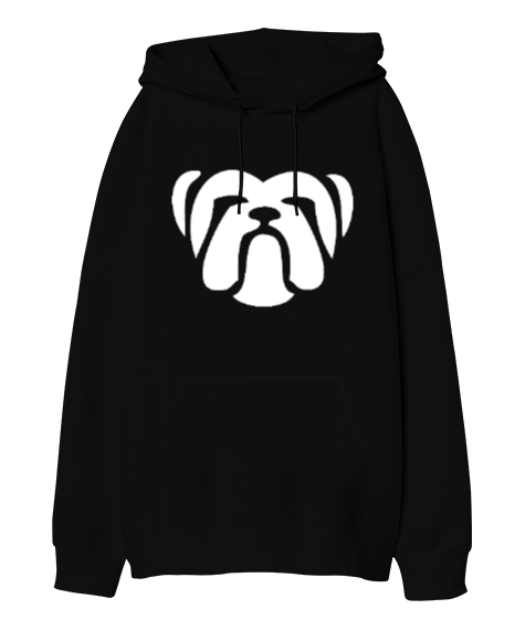 Tisho - Köpek, Bulldog Tasarımlı Oversize Unisex Kapüşonlu Sweatshirt