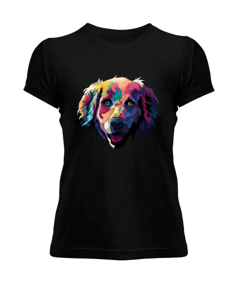 Tisho - Köpek Siyah Kadın Tişört