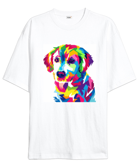 Tisho - köpek the dog Beyaz Oversize Unisex Tişört