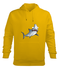 Tisho - Köpekbalığı baskıl Erkek Kapüşonlu Hoodie Sweatshirt
