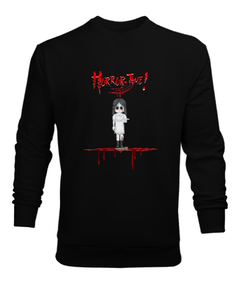 Tisho - Korku Zamanı - Horror Time Siyah Erkek Sweatshirt