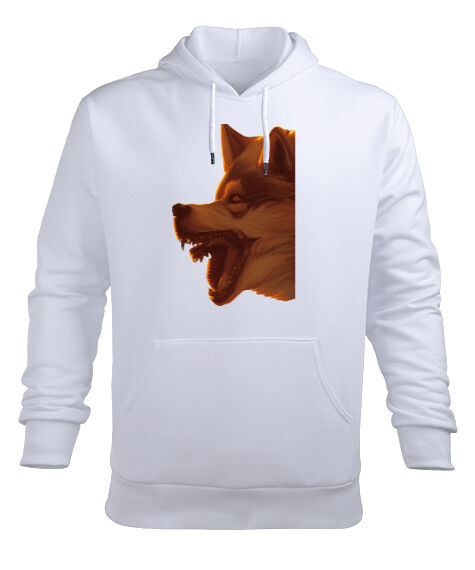 Tisho - Korkunç vahşi bozkurt yaratık formu Beyaz Erkek Kapüşonlu Hoodie Sweatshirt