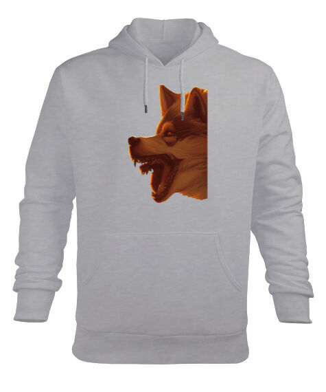 Tisho - Korkunç vahşi bozkurt yaratık formu Gri Erkek Kapüşonlu Hoodie Sweatshirt