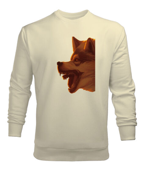 Tisho - Korkunç vahşi bozkurt yaratık formu Krem Erkek Sweatshirt