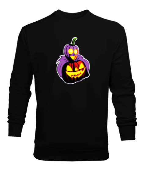 Tisho - Korkutucu cadılar bayramı gülen balkabakları Siyah Erkek Sweatshirt