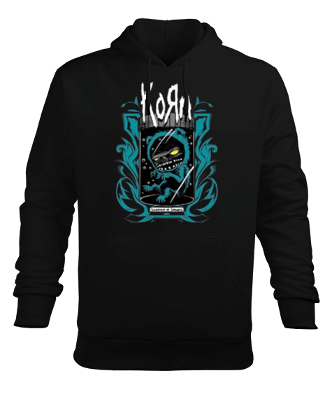 Tisho - Korn Rock Tasarım Baskılı Erkek Kapüşonlu Hoodie Sweatshirt