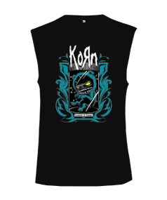 Tisho - Korn Rock Tasarım Baskılı Kesik Kol Unisex Tişört