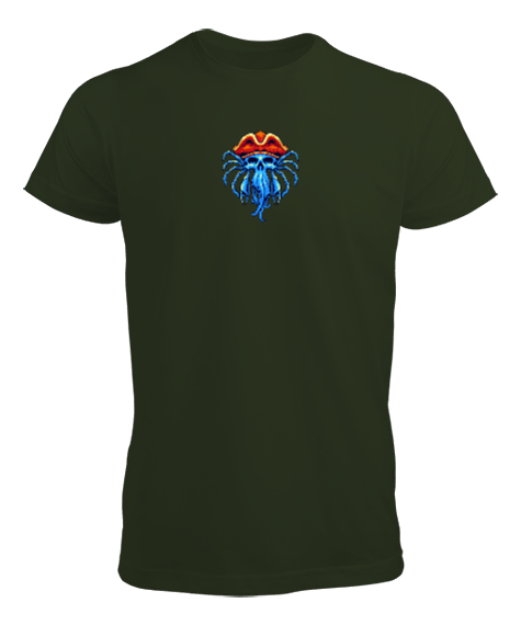 Tisho - Korsan Ahtapot - Pirate Octobus Haki Yeşili Erkek Tişört