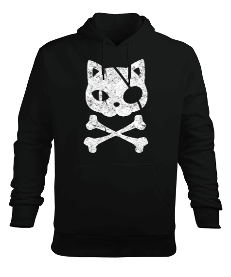 Tisho - Korsan Kedi - Pirate Cat Erkek Kapüşonlu Hoodie Sweatshirt