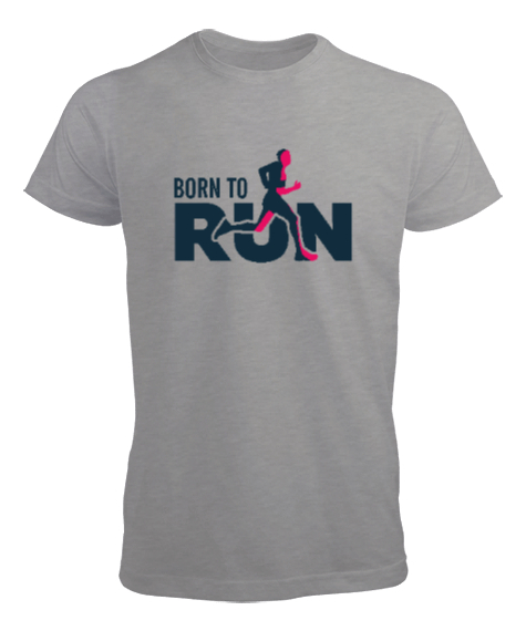 Tisho - Koşmak için Doğmuş - Run Gri Erkek Tişört