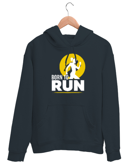 Tisho - Koşmak için Doğmuş - Run Woman Füme Unisex Kapşonlu Sweatshirt