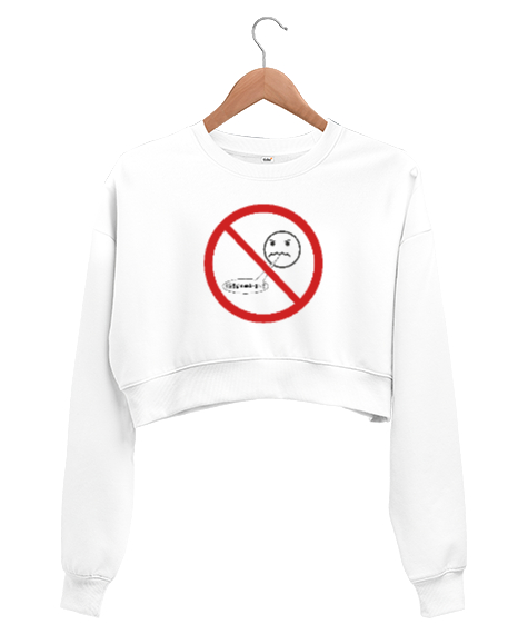 Tisho - Kötü Konuşmak Yasak Beyaz Kadın Crop Sweatshirt
