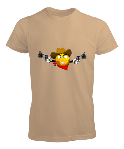 Tisho - kovboy baskılı emoji Erkek Tişört