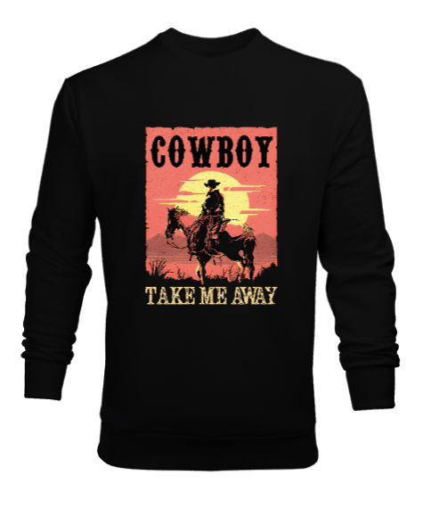 Tisho - kovboy western vahşi batı Siyah Erkek Sweatshirt
