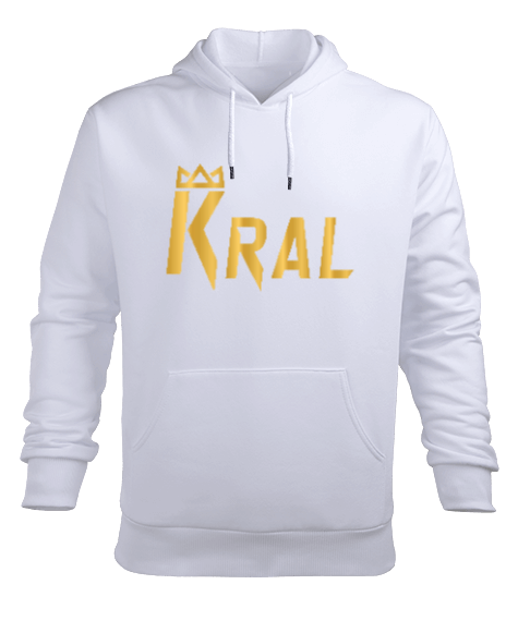 Tisho - Kral Beyaz Erkek Kapüşonlu Hoodie Sweatshirt