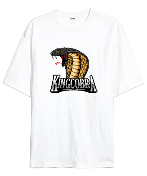 Tisho - Kral Kobra - King Cobra Beyaz Oversize Unisex Tişört