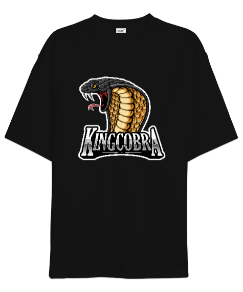 Tisho - Kral Kobra - King Cobra Siyah Oversize Unisex Tişört