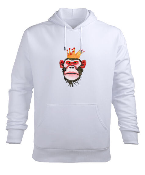 Tisho - kral maymun Beyaz Erkek Kapüşonlu Hoodie Sweatshirt