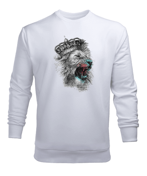 Tisho - Kral Taçlı Aslan Tasarım Erkek Sweatshirt